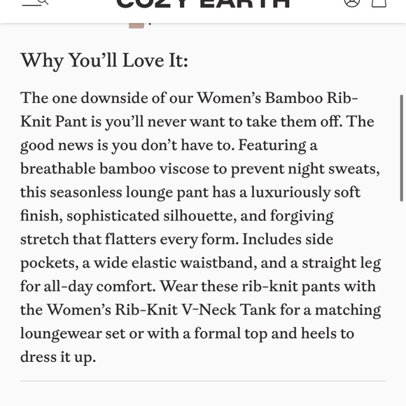 Cozy Earth Rib-Knit Lounge Pant black size XXXL - Picture 10 of 10